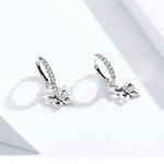 Boucles d'oreilles papillon en argent sterling S925, creuses avec zircon, SCE833