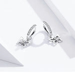 Boucles d'oreilles papillon en argent sterling S925, creuses avec zircon, SCE833