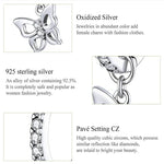 Boucles d'oreilles papillon en argent sterling S925, creuses avec zircon, SCE833