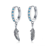 Boucles d'oreilles plume en argent sterling S925, SCE898