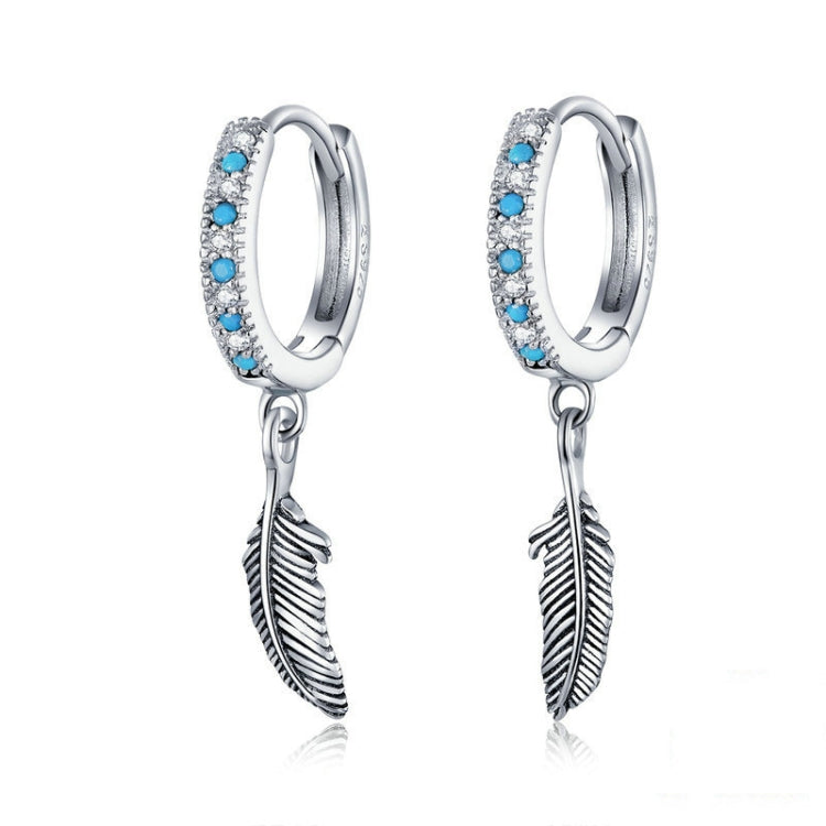 Boucles d'oreilles plume en argent sterling S925, SCE898