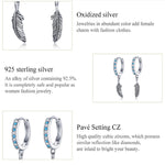 Boucles d'oreilles plume en argent sterling S925, SCE898