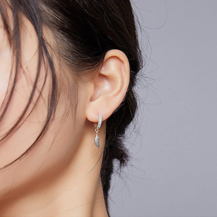 Boucles d'oreilles plume en argent sterling S925, SCE898