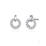 Boucles d'oreilles petits cercles en argent sterling S925 plaquées platine avec zircon, SCE767
