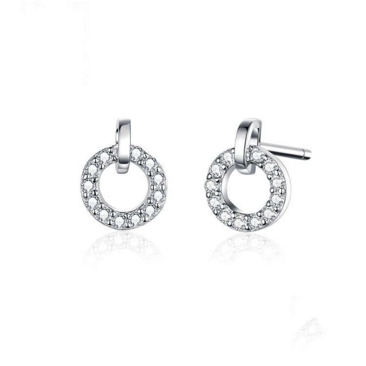 Boucles d'oreilles petits cercles en argent sterling S925 plaquées platine avec zircon, SCE767