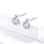 Boucles d'oreilles petits cercles en argent sterling S925 plaquées platine avec zircon, SCE767