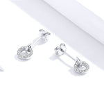 Boucles d'oreilles petits cercles en argent sterling S925 plaquées platine avec zircon, SCE767