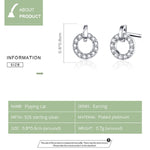 Boucles d'oreilles petits cercles en argent sterling S925 plaquées platine avec zircon, SCE767