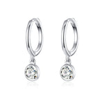 Boucles d'oreilles en argent sterling S925 plaqué platine avec zircon, SCE830