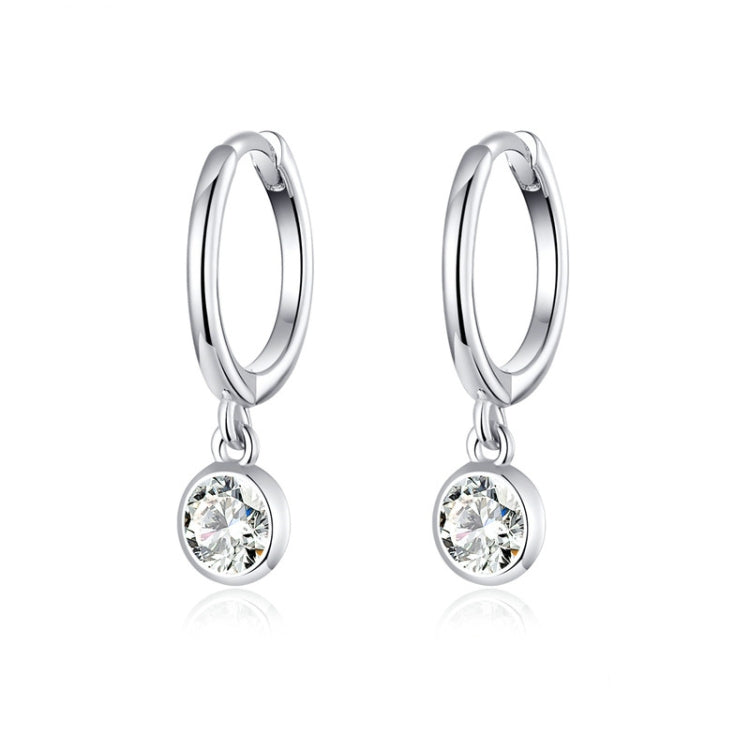 Boucles d'oreilles en argent sterling S925 plaqué platine avec zircon, SCE830