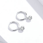 Boucles d'oreilles en argent sterling S925 plaqué platine avec zircon, SCE830