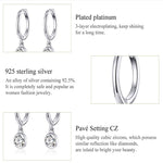 Boucles d'oreilles en argent sterling S925 plaqué platine avec zircon, SCE830