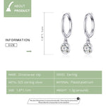 Boucles d'oreilles en argent sterling S925 plaqué platine avec zircon, SCE830