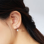 Boucles d'oreilles en argent sterling S925 plaqué platine avec zircon, SCE830