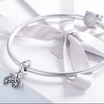 Pendentif Vélo en Argent Sterling S925 Couleur Incrusté de Zircons Breloques Perles DIY Bracelet, Pendentif, Pendentif + Chaîne Nue