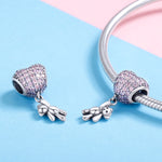 S925 Argent Sterling Ours Ballon Cœur Incrusté Zircon Diamant DIY Bracelet Accessoires, Perle, Perle+Chaîne