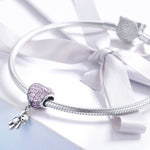 S925 Argent Sterling Ours Ballon Cœur Incrusté Zircon Diamant DIY Bracelet Accessoires, Perle, Perle+Chaîne