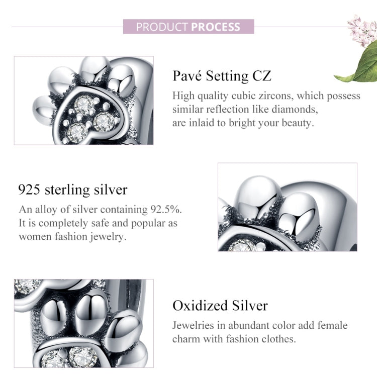 Perles Empreinte d'Animal en Argent Sterling S925 Accessoires de Bracelet DIY