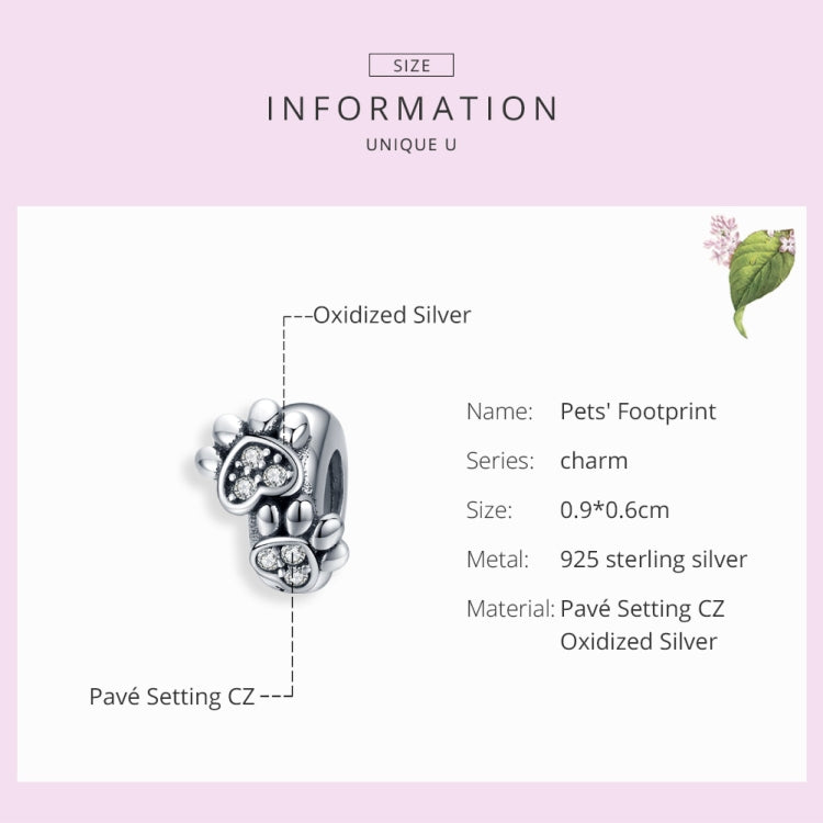 Perles Empreinte d'Animal en Argent Sterling S925 Accessoires de Bracelet DIY