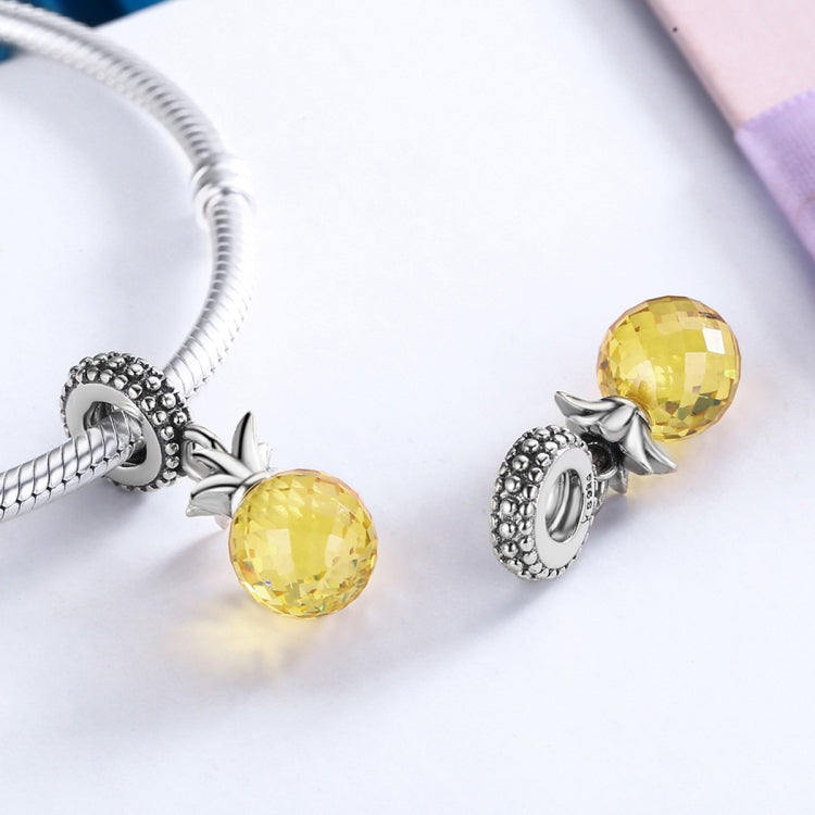 S925 Argent Sterling Série Fruits Ananas Amour Pendentif Accessoires de Bracelet DIY, SCC150