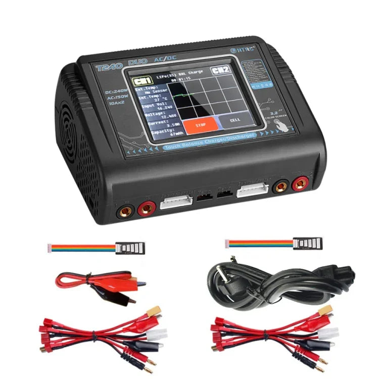 Chargeur de batterie au lithium pour avion miniature HTRC T240 Touch Balance, voiture télécommandée, jouet, prise UE, prise US