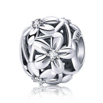 Accessoires de bracelet de bricolage en argent sterling S925, perles d'argent en forme de fleur, huile dégoulinante, SCC729