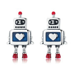 Boucles d'oreilles robot en argent sterling S925, avec huile dégoulinante, hypoallergéniques, SCE477