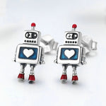 Boucles d'oreilles robot en argent sterling S925, avec huile dégoulinante, hypoallergéniques, SCE477
