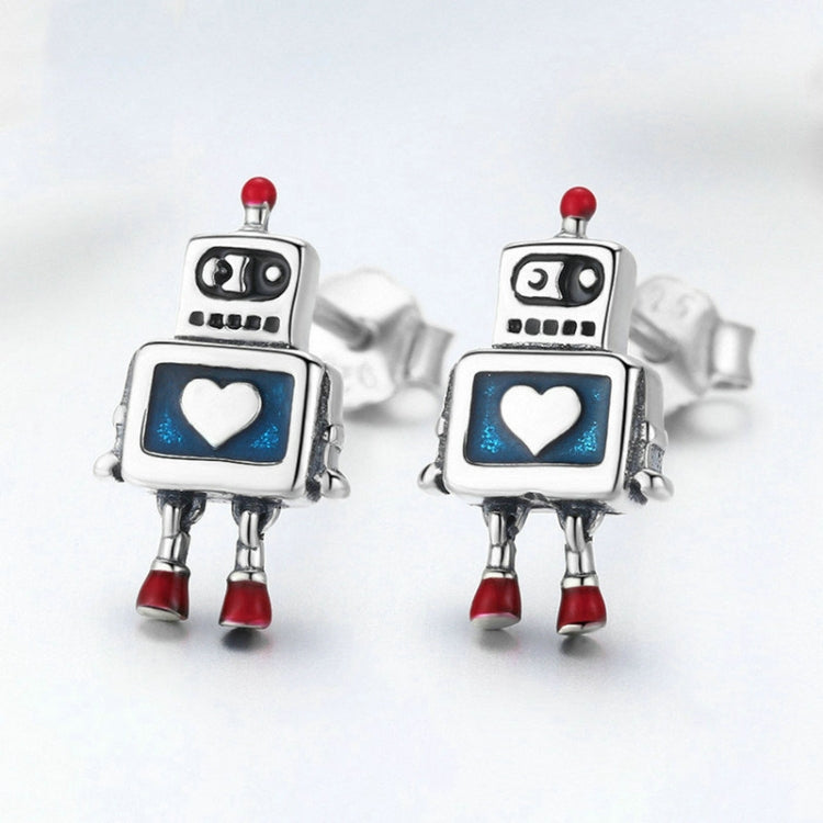 Boucles d'oreilles robot en argent sterling S925, avec huile dégoulinante, hypoallergéniques, SCE477