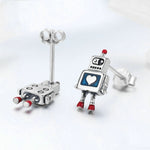 Boucles d'oreilles robot en argent sterling S925, avec huile dégoulinante, hypoallergéniques, SCE477