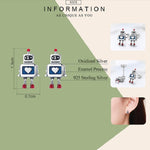 Boucles d'oreilles robot en argent sterling S925, avec huile dégoulinante, hypoallergéniques, SCE477