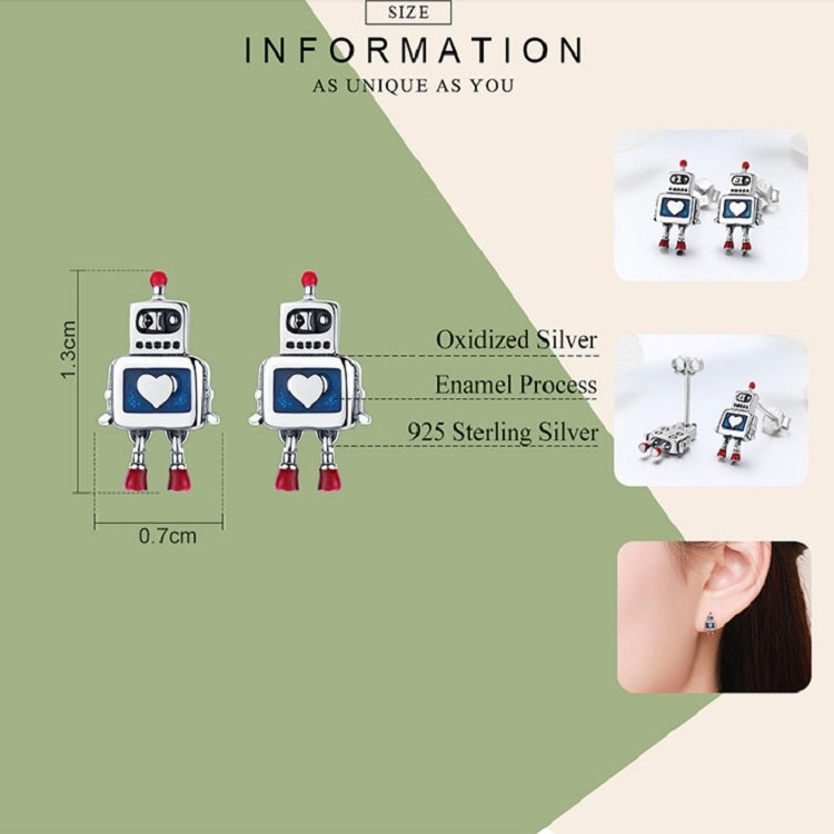 Boucles d'oreilles robot en argent sterling S925, avec huile dégoulinante, hypoallergéniques, SCE477