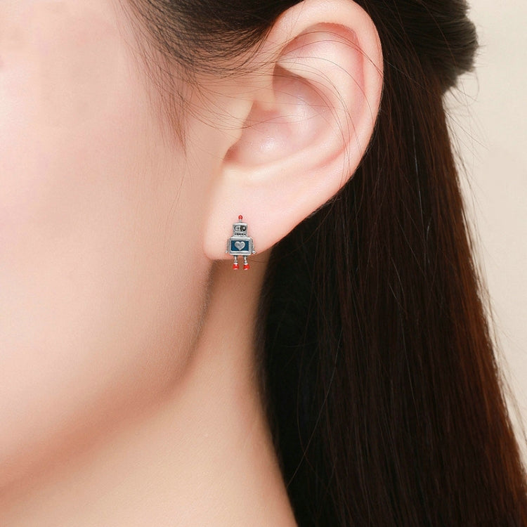 Boucles d'oreilles robot en argent sterling S925, avec huile dégoulinante, hypoallergéniques, SCE477