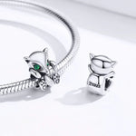 S925 Argent Sterling Petits Renards Perles Bricolage Bracelet Accessoires Breloques Perles Libres