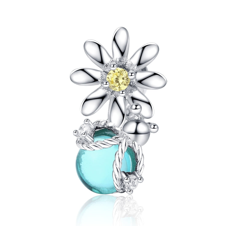 Bracelet à perles en argent sterling S925, avec perles lâches en verre cristal, marguerite et luciole, pour DIY