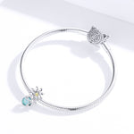 Bracelet à perles en argent sterling S925, avec perles lâches en verre cristal, marguerite et luciole, pour DIY
