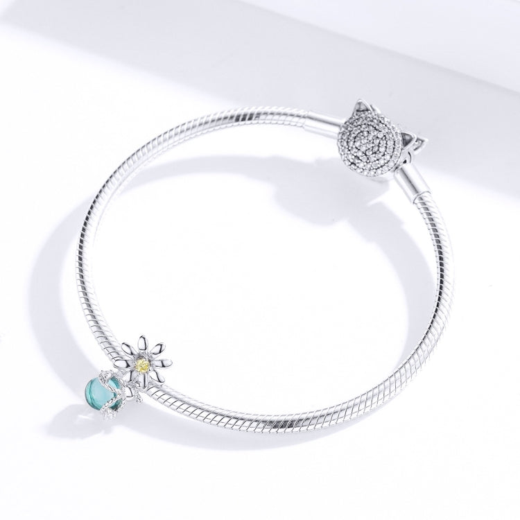Bracelet à perles en argent sterling S925, avec perles lâches en verre cristal, marguerite et luciole, pour DIY