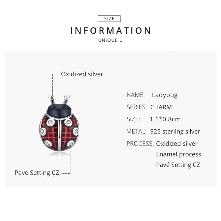 S925 Argent Sterling Sept Étoiles Coccinelle Pendentif DIY Accessoires de Bracelet, SCC1481