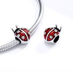 S925 Argent Sterling Sept Étoiles Coccinelle Pendentif DIY Accessoires de Bracelet, SCC1481