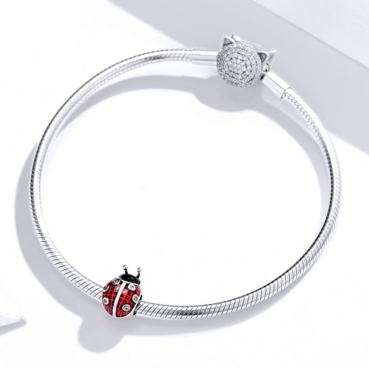 S925 Argent Sterling Sept Étoiles Coccinelle Pendentif DIY Accessoires de Bracelet, SCC1481