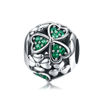 S925 Argent Sterling Perle Trèfle Plante Verte DIY Bracelet Accessoires, SCC964