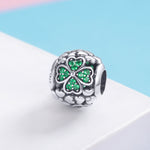 S925 Argent Sterling Perle Trèfle Plante Verte DIY Bracelet Accessoires, SCC964