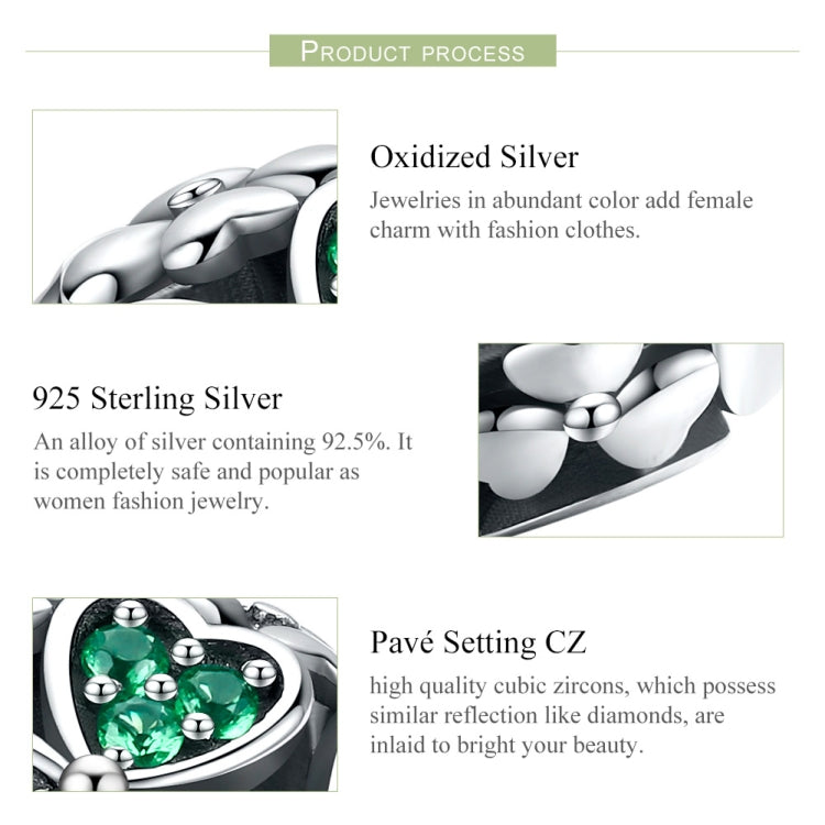 S925 Argent Sterling Perle Trèfle Plante Verte DIY Bracelet Accessoires, SCC964