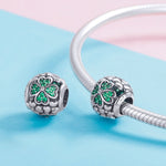 S925 Argent Sterling Perle Trèfle Plante Verte DIY Bracelet Accessoires, SCC964