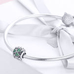 S925 Argent Sterling Perle Trèfle Plante Verte DIY Bracelet Accessoires, SCC964
