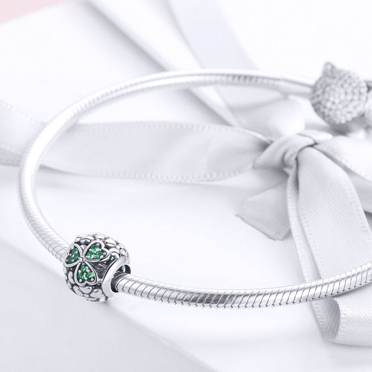 S925 Argent Sterling Perle Trèfle Plante Verte DIY Bracelet Accessoires, SCC964