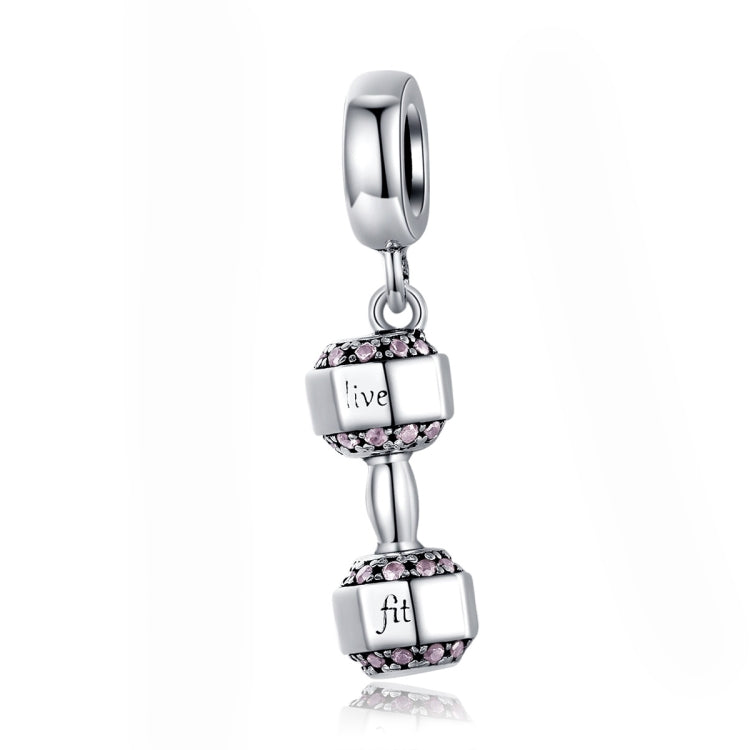 Pendentif Haltère en Argent Sterling S925, Breloque pour Bracelet de Bricolage en Forme d'Équipement de Fitness, SCC1340