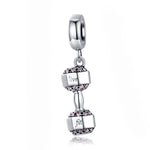 Pendentif Haltère en Argent Sterling S925, Breloque pour Bracelet de Bricolage en Forme d'Équipement de Fitness, SCC1340