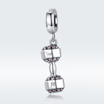 Pendentif Haltère en Argent Sterling S925, Breloque pour Bracelet de Bricolage en Forme d'Équipement de Fitness, SCC1340