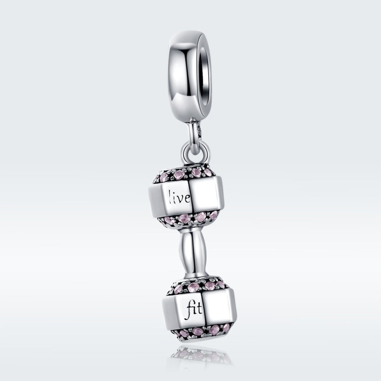 Pendentif Haltère en Argent Sterling S925, Breloque pour Bracelet de Bricolage en Forme d'Équipement de Fitness, SCC1340